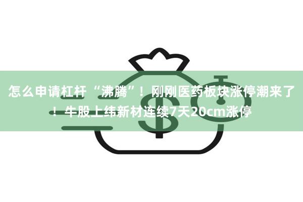 怎么申请杠杆 “沸腾”！刚刚医药板块涨停潮来了！牛股上纬新材连续7天20cm涨停