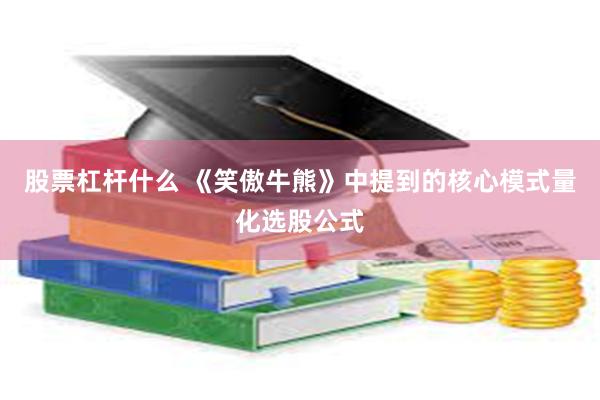 股票杠杆什么 《笑傲牛熊》中提到的核心模式量化选股公式
